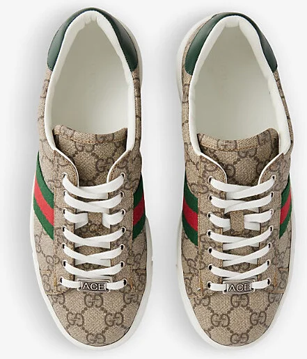 Womens Beige Ebony Ace Logo-Pattern Canvas Trainers Eur 37 / 4 Uk Women - Image 2