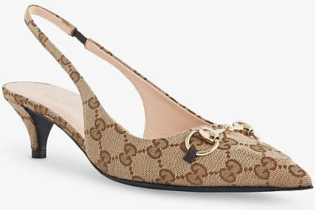 Womens Beige Ebony Erin Gg 45 Slingback Canvas Pumps Eur 38/5 Uk Women - Image 2