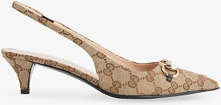 Womens Beige Ebony Erin Gg 45 Slingback Canvas Pumps Eur 38/5 Uk Women