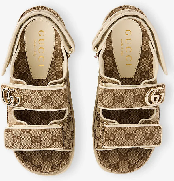Womens Beige Ebony New Ivoire New Marmont Gg Canvas Sandals Eur 35 / 2 Uk Women - Image 2
