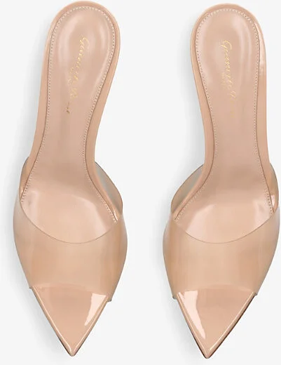 Womens Beige Elle 55 Leather and PVC Heeled Mules Eur 40.5 / 7.5 Uk Women - Image 2