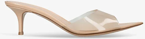 Womens Beige Elle 55 Leather and PVC Heeled Mules Eur 40.5 / 7.5 Uk Women