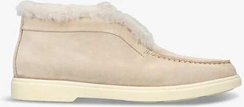 Womens Beige Fortune Embossed-Branded Suede Ankle Boots Eur 38.5 / 5.5 Uk Women