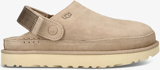 Womens Beige Goldenstar Adjustable-Strap Suede Clogs Eur 37 / 4 Uk Women