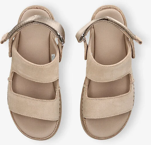 Womens Beige Goldenstar Glide Branded Suede Sandals Eur 40 / 7 Uk Women - Image 2
