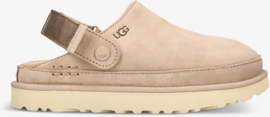 Womens Beige Goldenstar Logo-Embossed Suede Clogs Eur 41 / 8 Uk Women