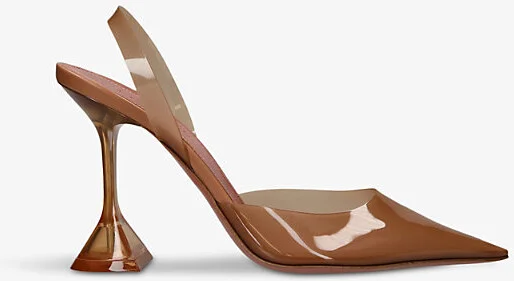 Womens Beige Holli Glass Pointed-Toe PVC Slingback Heels Eur 39 / 6 Uk Women