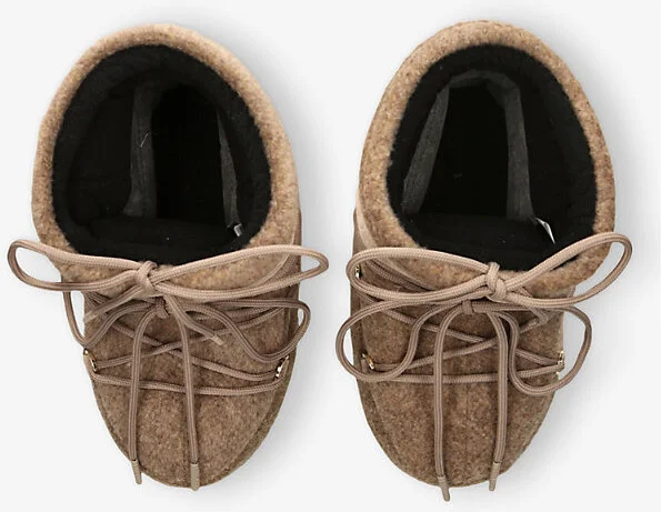 Womens Beige Icon Low Lace-Up Felt Snow Boots Eur 39 / 6 Uk Women - Image 2