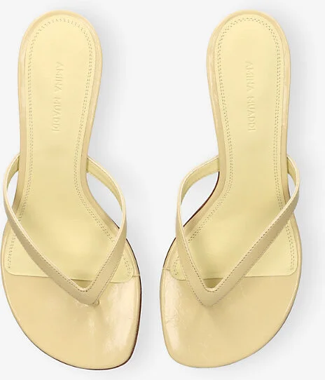 Womens Beige Juliette Thong 45 Leather Heeled Sandals Eur 40 / 7 Uk Women - Image 2
