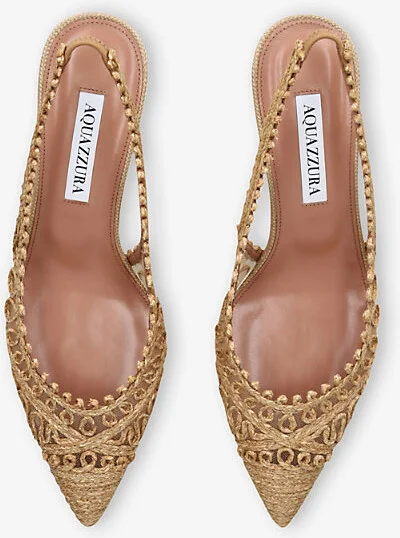 Womens Beige Kahlo Sling 50 Raffia and Mesh Heeled Courts Eur 38/5 Uk Women - Image 2