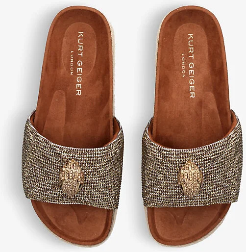 Womens Beige Kensington Crystal-Embellished Flatform Woven Sliders Eur 42/ 9 Uk Women - Image 2
