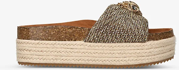 Womens Beige Kensington Crystal-Embellished Flatform Woven Sliders Eur 42/ 9 Uk Women