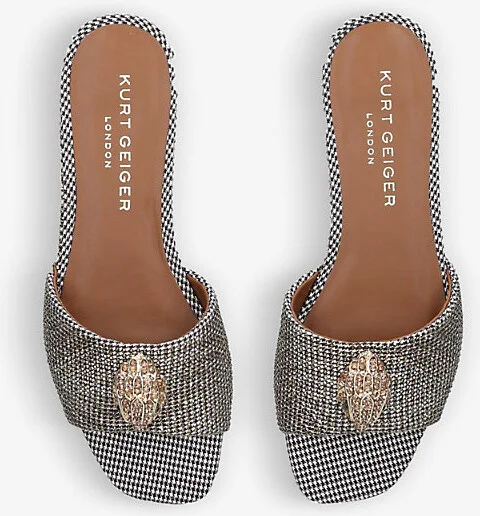 Womens Beige Kensington Eagle-Embellished Houndstooth Woven Mules Eur 42/ 9 Uk Women - Image 2
