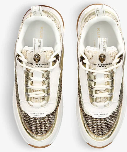 Womens Beige Kensington Eagle-Embellished Leather Trainers Eur 39 / 6 Uk Women - Image 2