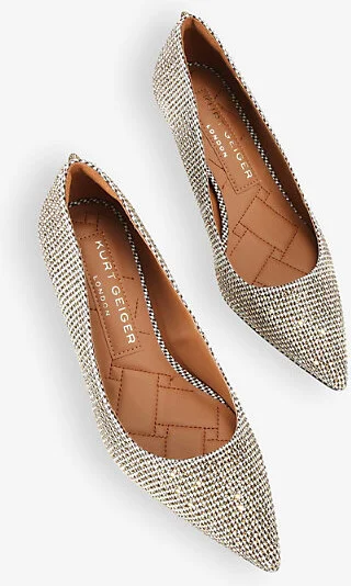 Womens Beige Kensington Flexi Houndstooth Woven Suede Court Shoes Eur 37 / 4 Uk Women - Image 2