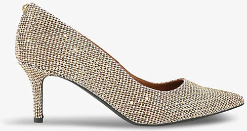 Womens Beige Kensington Flexi Houndstooth Woven Suede Court Shoes Eur 37 / 4 Uk Women
