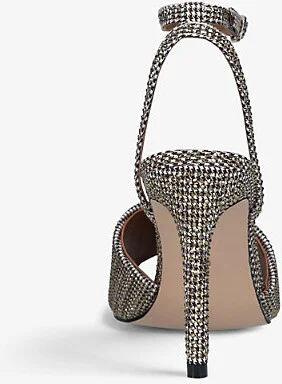 Womens Beige Kensington Hounds Tooth Check Embellished Heeled Sandals Eur 38/5 Uk Women - Image 2