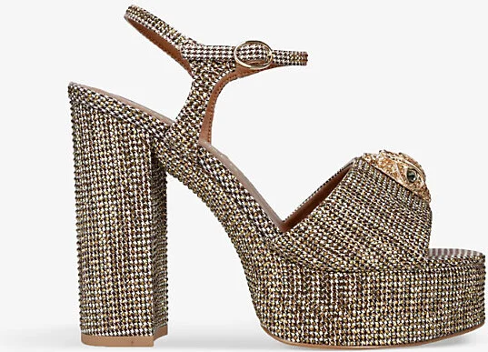 Womens Beige Kensington Houndstooth Woven Platform Sandals Eur 42/ 9 Uk Women