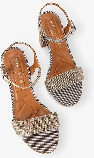 Womens Beige Kensington Langley Houndstooth Woven Heeled Sandals Eur 41 / 8 Uk Women - Image 2