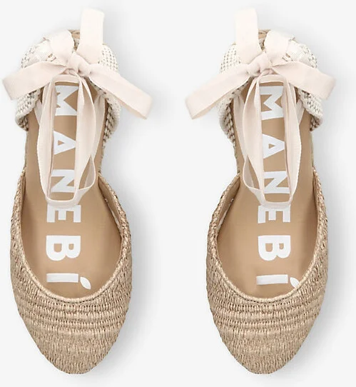 Womens Beige La Havana Ankle-Tie Raffia and Jute Espadrille Wedges Eur 38/5 Uk Women - Image 2
