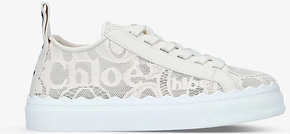 Womens Beige Lauren Brand-Motif Lace Trainers Eur 42/ 9 Uk Women