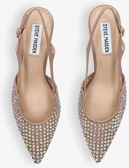 Womens Beige Legaci Rhinestone-Embellished Heeled Woven Slingbacks Eur 39 / 6 Uk Women - Image 2
