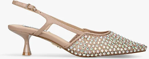 Womens Beige Legaci Rhinestone-Embellished Heeled Woven Slingbacks Eur 39 / 6 Uk Women
