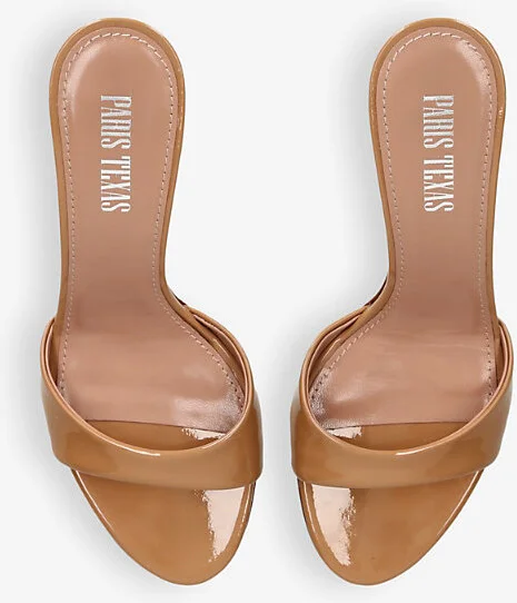 Womens Beige Lidia Patent Heeled Leather Mules Eur 36 / 3 Uk Women - Image 2