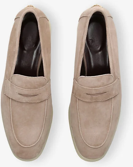 Womens Beige Loisir Gommé Suede Loafers Eur 38.5 / 5.5 Uk Women - Image 2