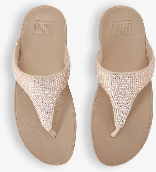 Womens Beige Lulu Glitter Rhinestone-Embellished Rubber Sandals Eur 36 / 3 Uk Women - Image 2