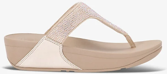 Womens Beige Lulu Glitter Rhinestone-Embellished Rubber Sandals Eur 36 / 3 Uk Women