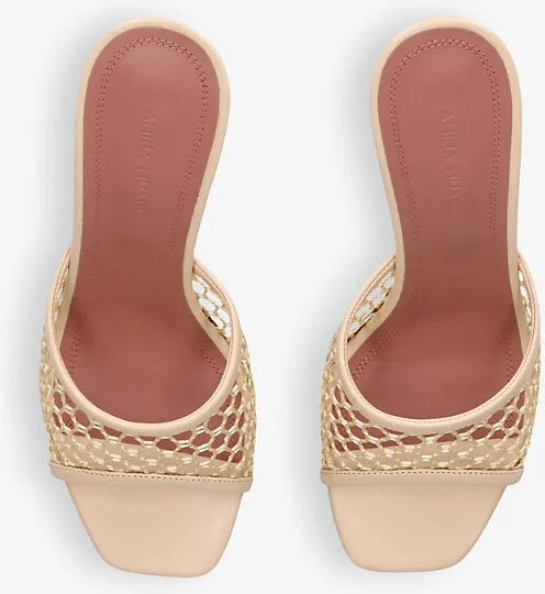 Womens Beige Lupita 95 Net-Strap Leather Heeled Mules Eur 39 / 6 Uk Women - Image 2