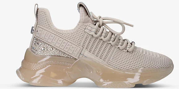Womens Beige Maxilla-R Rhinestone-Embellished Knitted Trainers Eur 37 / 4 Uk Women