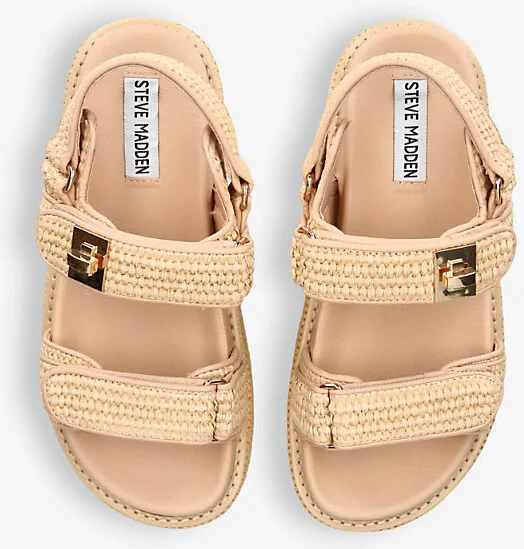 Womens Beige Millo Double-Strap Flat Raffia Sandals Eur 37 / 4 Uk Women - Image 2