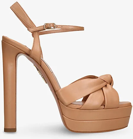 Womens Beige Nina Leather Platform Sandals 5.1' Eur 39 / 6 Uk Women