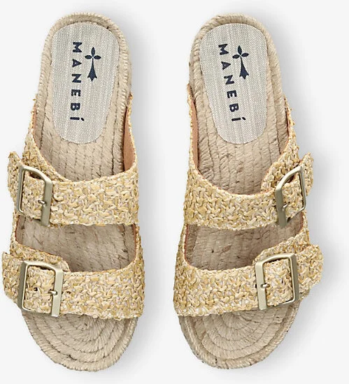 Womens Beige Nordic Double-Strap Raffia Sandals Eur 40 / 7 Uk Women - Image 2