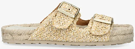 Womens Beige Nordic Double-Strap Raffia Sandals Eur 40 / 7 Uk Women