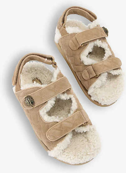 Womens Beige Orson Teddy Eagle-Embellished Leather Sandals Eur 38/5 Uk Women - Image 2