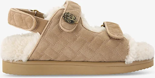 Womens Beige Orson Teddy Eagle-Embellished Leather Sandals Eur 38/5 Uk Women
