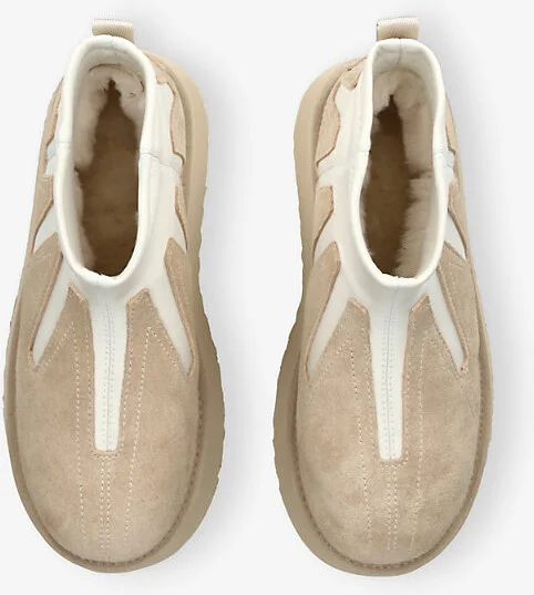 Womens Beige Oth Classic Mini Dipper Sunwave Suede and Woven Boots Eur 40 / 7 Uk Women - Image 2