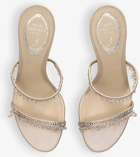 Womens Beige Oth Margot Crystal-Embellished Satin Heeled Sandals Eur 37 / 4 Uk Women - Image 2