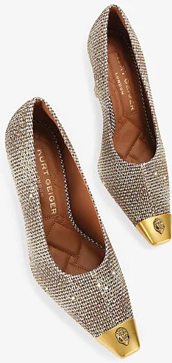Womens Beige Oth Regent Eagle-Embellished Metallic-Woven Courts Eur 38/5 Uk Women - Image 2