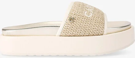 Womens Beige Sorrento Flatform Faux-Leather Slider Sandals Eur 36 / 3 Uk Women