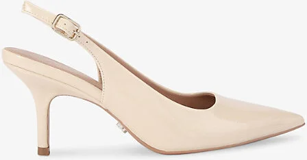 Womens Beige Spirit Slingback Patent Faux Leather Heels Eur 40 / 7 Uk Women