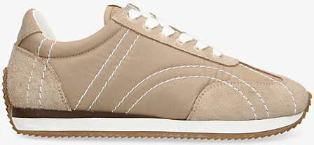 Womens Beige Sport Woven and Suede Low-Top Trainers Eur 39 / 6 Uk Women