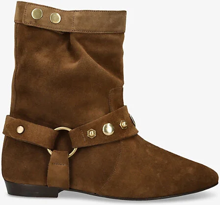 Womens Beige Stania Flat Suede Ankle Boots Eur 38/5 Uk Women