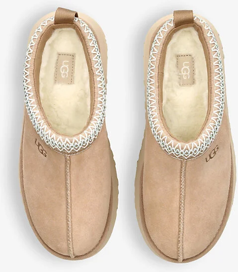 Womens Beige Tazz Suede and Shearling Slippers Eur 37 / 4 Uk Women - Image 2