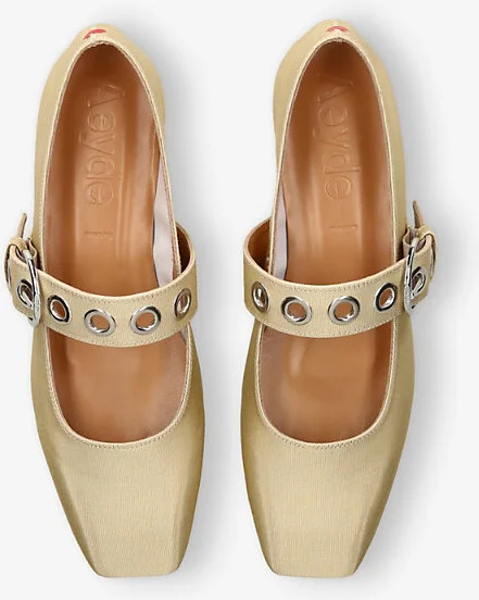 Womens Beige Uma Eyelet-Embellished Grosgrain Mary Jane Flats Eur 37 / 4 Uk Women - Image 2