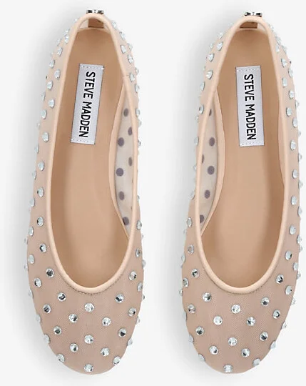 Womens Beige Viv Rhinestone-Embellished Mesh Ballet Flats Eur 41 / 8 Uk Women - Image 2