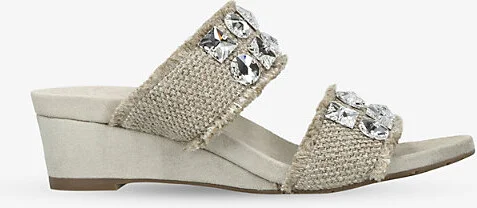 Womens Beige Wendy Double-Band Wedge-Heel Woven Sandals Eur 37.5 / 4.5 Uk Women